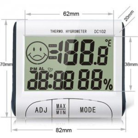 Kalibrovaný vlhkomer s teplomerom DC102 pre suchý, chladný aj chladený sklad s certifikátom o kalibrácii v bodoch 2, 6, 10, 20, 30°C / 30, 50, 70, 80, 90%