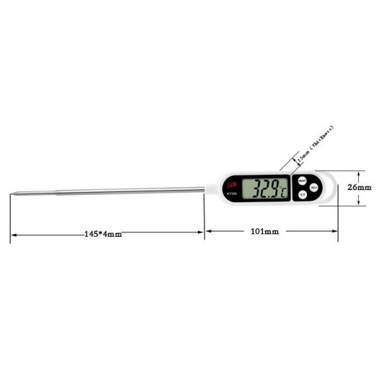 Kalibrovaný teplomer vpichový KT300 s certifikátom o kalibrácii v bodoch  -22, -18, 2, 6, 10, 60, 70, 180 °C