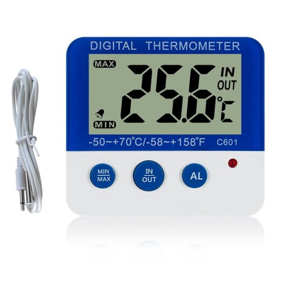 Kalibrovaný teplomer C601 OUT do mrazničky s certifikátom o kalibrácii v bodoch -25, -22, -18 °C